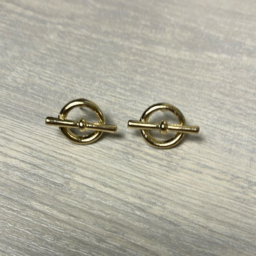 Gold Ring And Bar Earrings